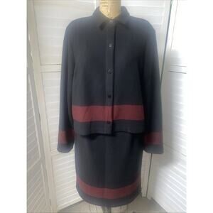 WORTH Women’s Large Black Polyester Blend Skirt Snap Jacket 2 Piece USA Made